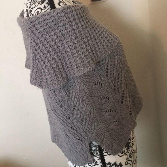 Vintage Say What? USA Cropped Sweater Poncho OS - Picture 3 of 7